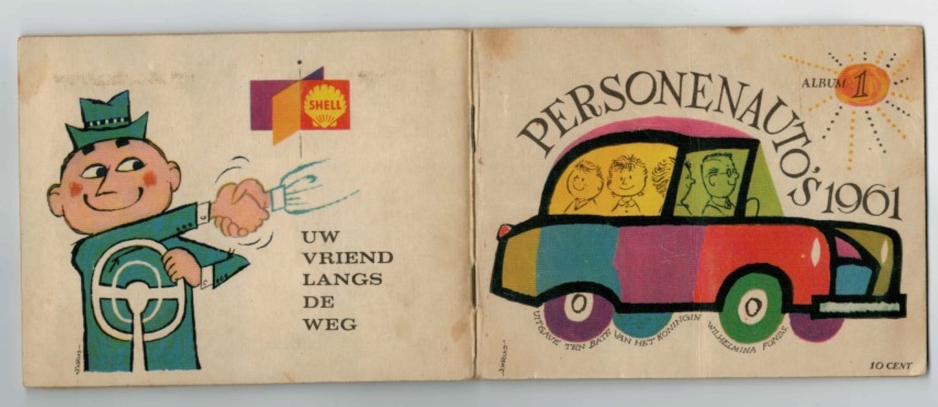 N.N. - Plaatjesalbum - Personenauto's 1961omslagtekeningen j. kruis album 1.