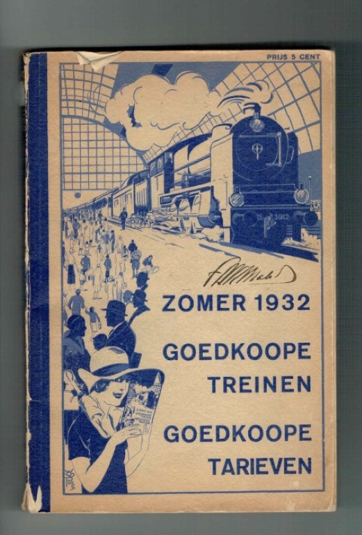 Nederlandsche Spoorwegen - Zomer 1932. Goedkoope treinen, goedkoope tarieven.